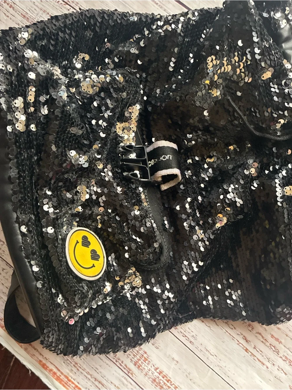 Justice SportBlack Sequin Mini Backpack Y2K